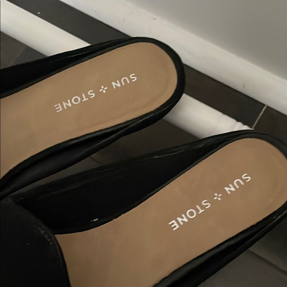 Sun + Stone Black Mules Minimalist Slip-On - Picture 2 of 3
